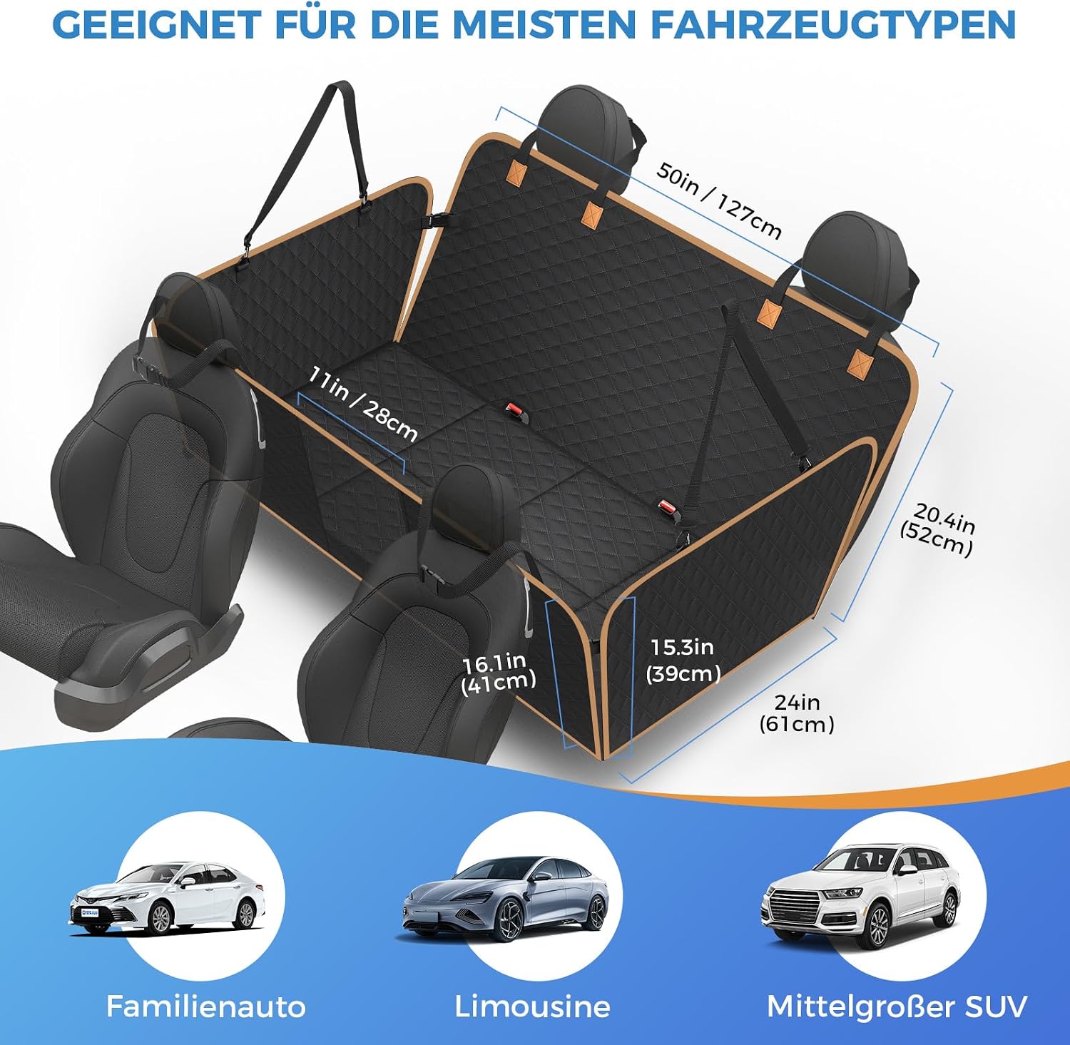 Detalle de MyeMdan Hard-Bottom Dog Car Seat Cover, Waterproof 600D Oxford, Detachable Base