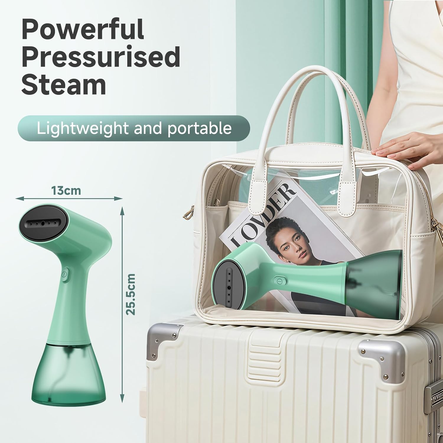 Thumbnail 3 de OLAYMEY 1800W Handheld Clothes Steamer with 400ml Detachable Tank (Portable Travel Garment Steamer)