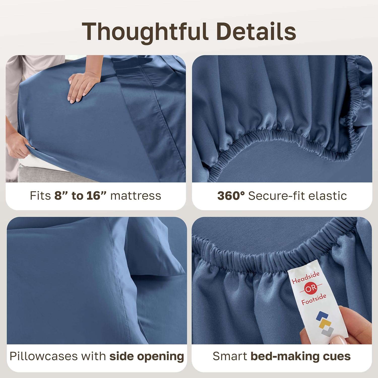 Detalle de California Design Den 840307130983 Queen Cotton Sateen Sheet Set, 600 Thread Count