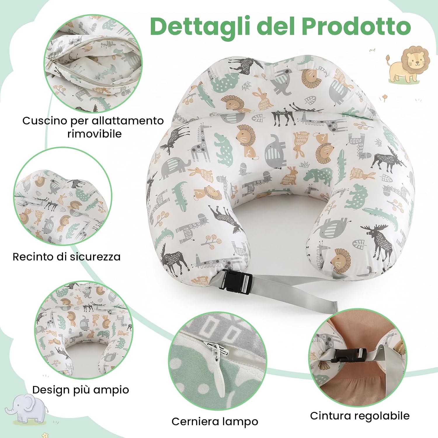 Thumbnail 6 de SHANNA Cuscino Allattamento Multifunzionale: soffice supporto ergonomico e lavabile in cotone