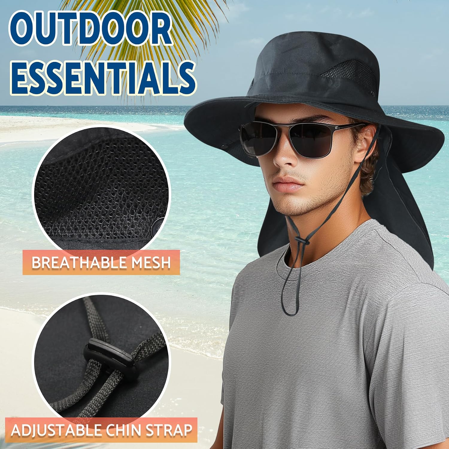 Detalle 1 de NPJY Sun Hat with Neck Flap