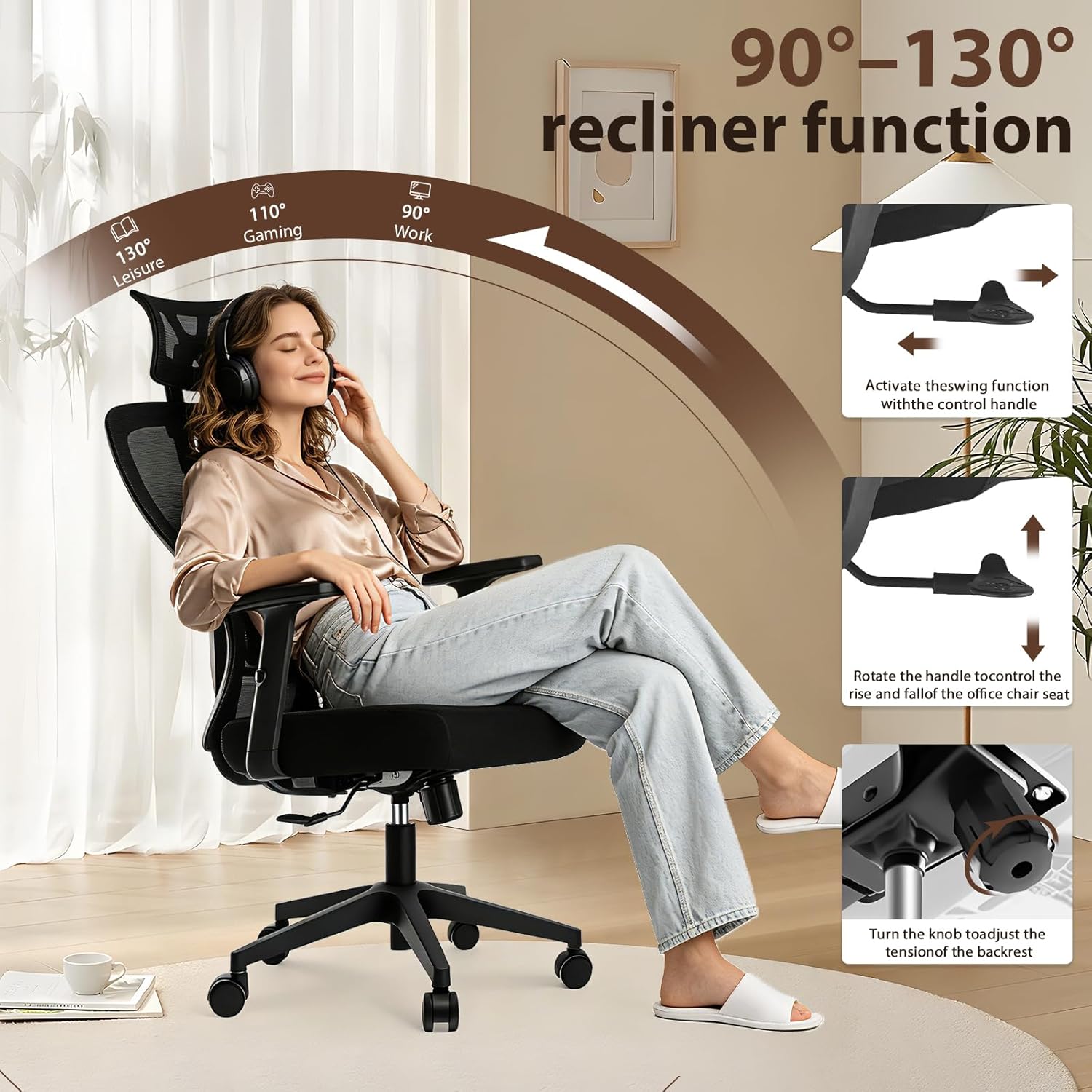 Thumbnail 4 de Durrafy Office Chair High‑Back Ergonomic with Lumbar support 💺