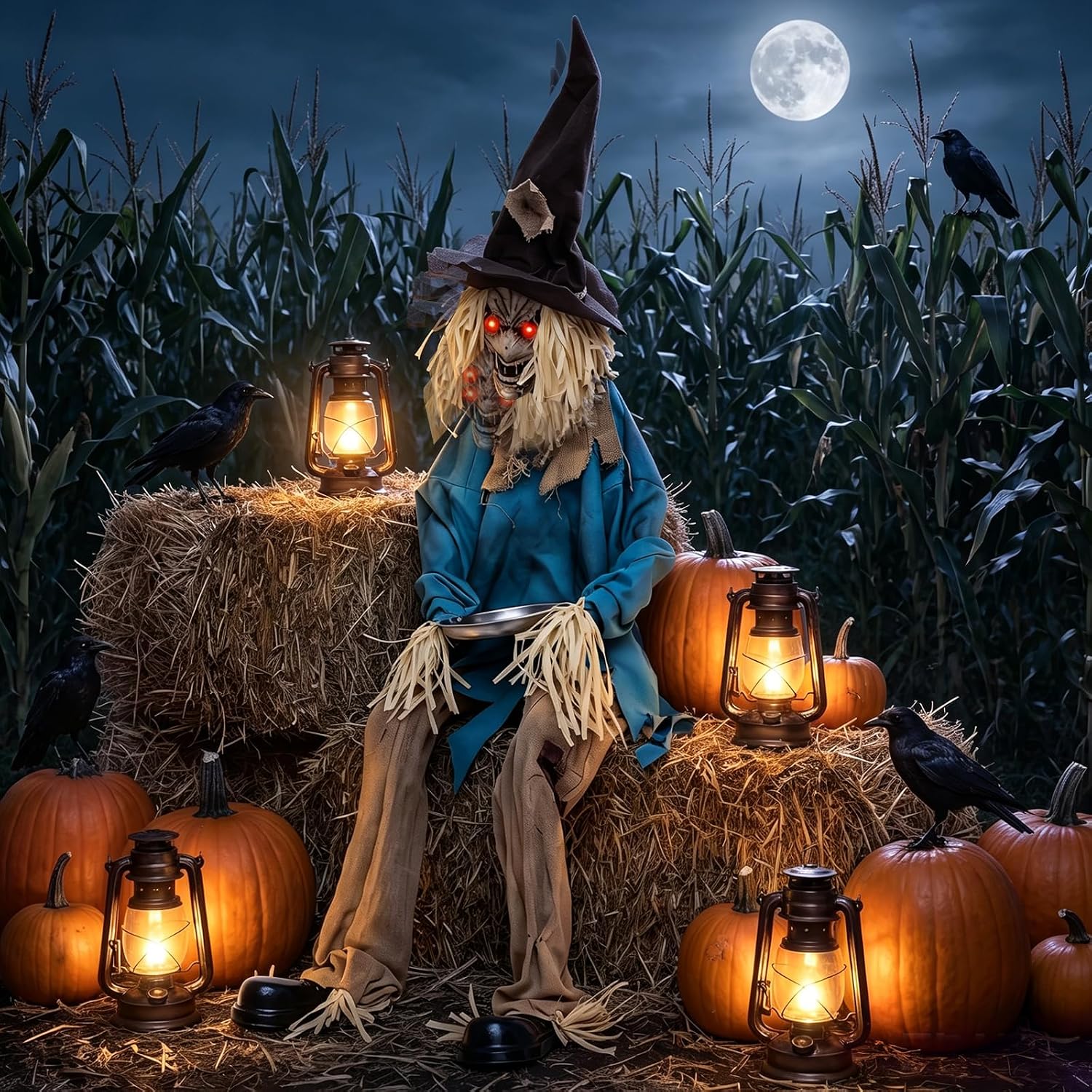 Detalle de Tangkula Animated Halloween Scarecrow Decoration, 5.2 ft