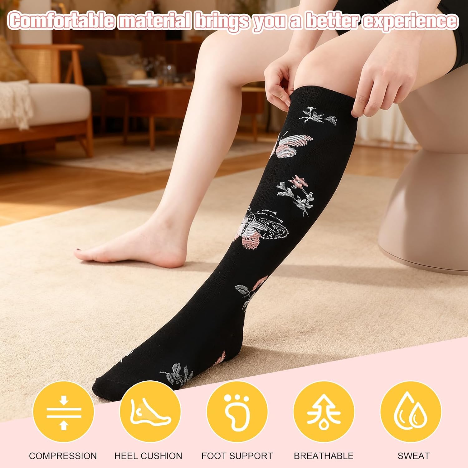 Thumbnail 3 de Zuimei 6 Pairs 20–30 mmHg Compression Socks for Travel, Sports and Everyday Support