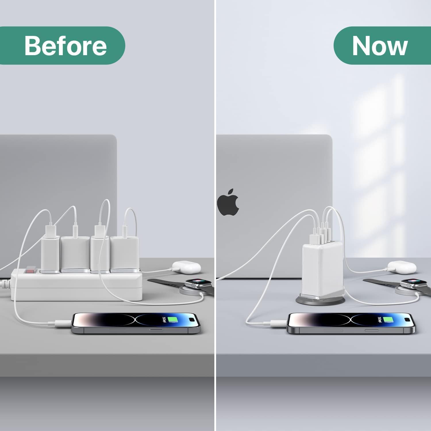 Thumbnail 5 de [2Pack] 40W 4-Port USB C & USB Wall Charger (Dual PD20W + Dual USB-A) for iPhone, Samsung & iPad