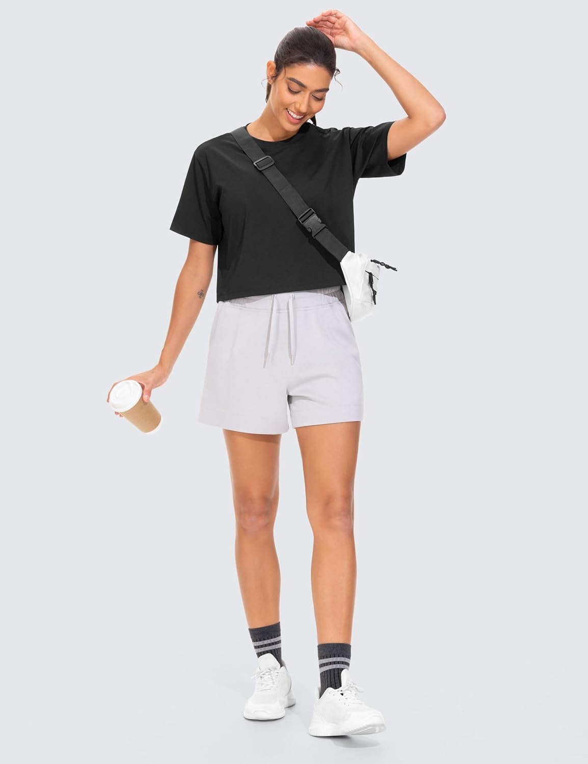 Thumbnail 4 de THE GYM PEOPLE Women's Loose-Fit Crop Top, Quick-Dry Polyester