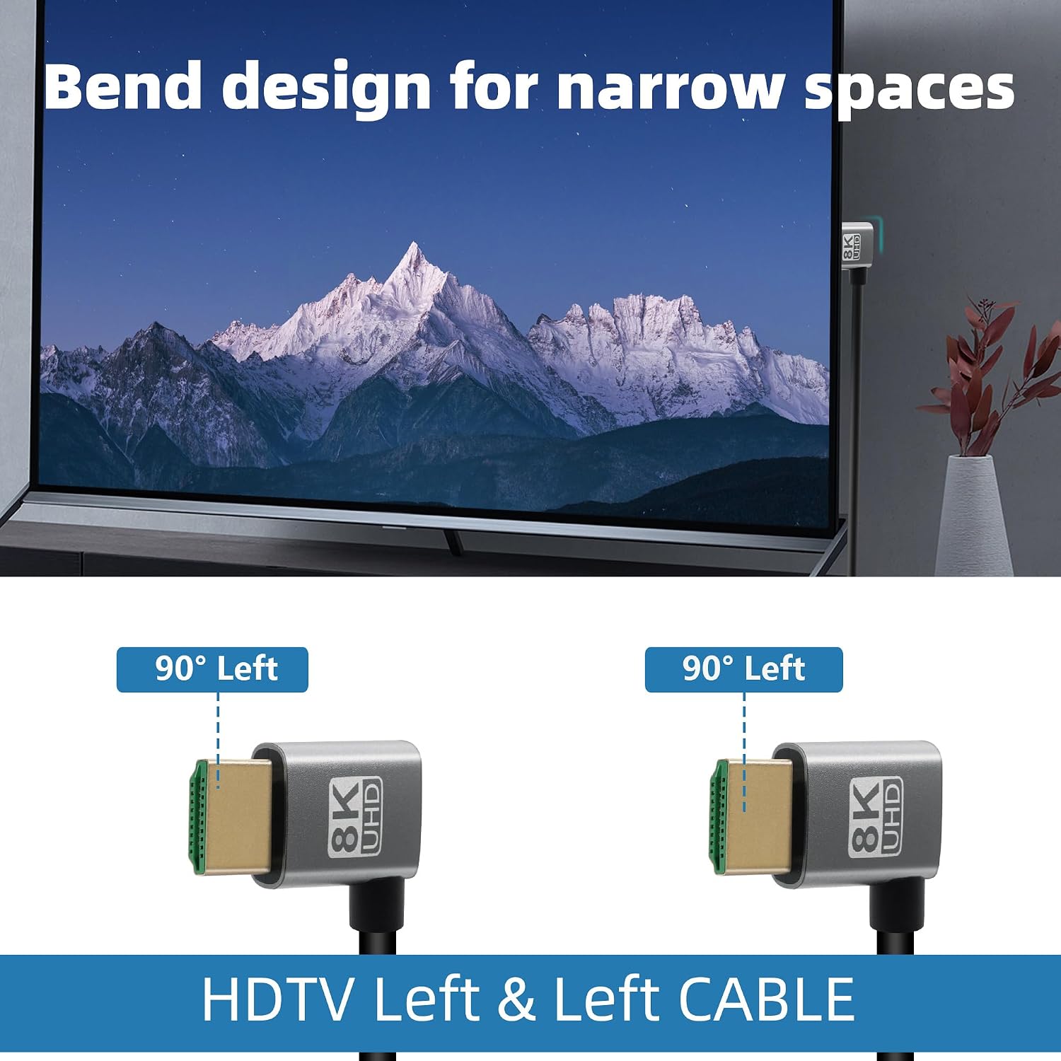 Detalle 2 de RIIEYOCA 8K 45 Degree HDTV Cable 1m