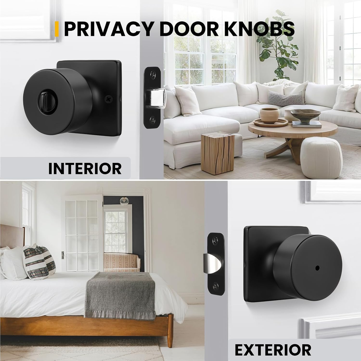 Detalle 2 de Goldenwarm Interior Privacy Door Knobs, 6-Pack