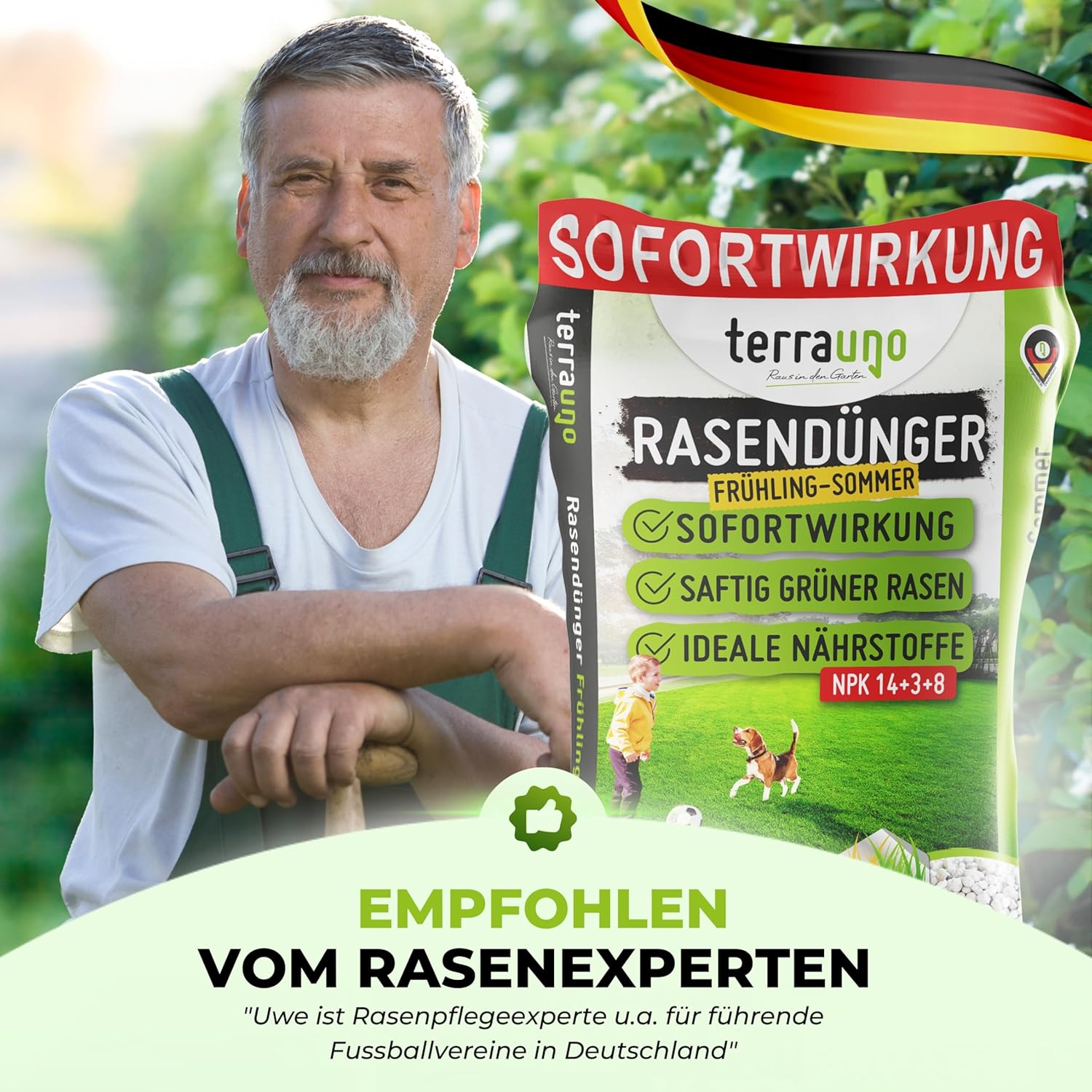 Detalle de TerraUno Rasendünger Frühjahr/Sommer – Sofortwirkung, 5 kg für 250 m²