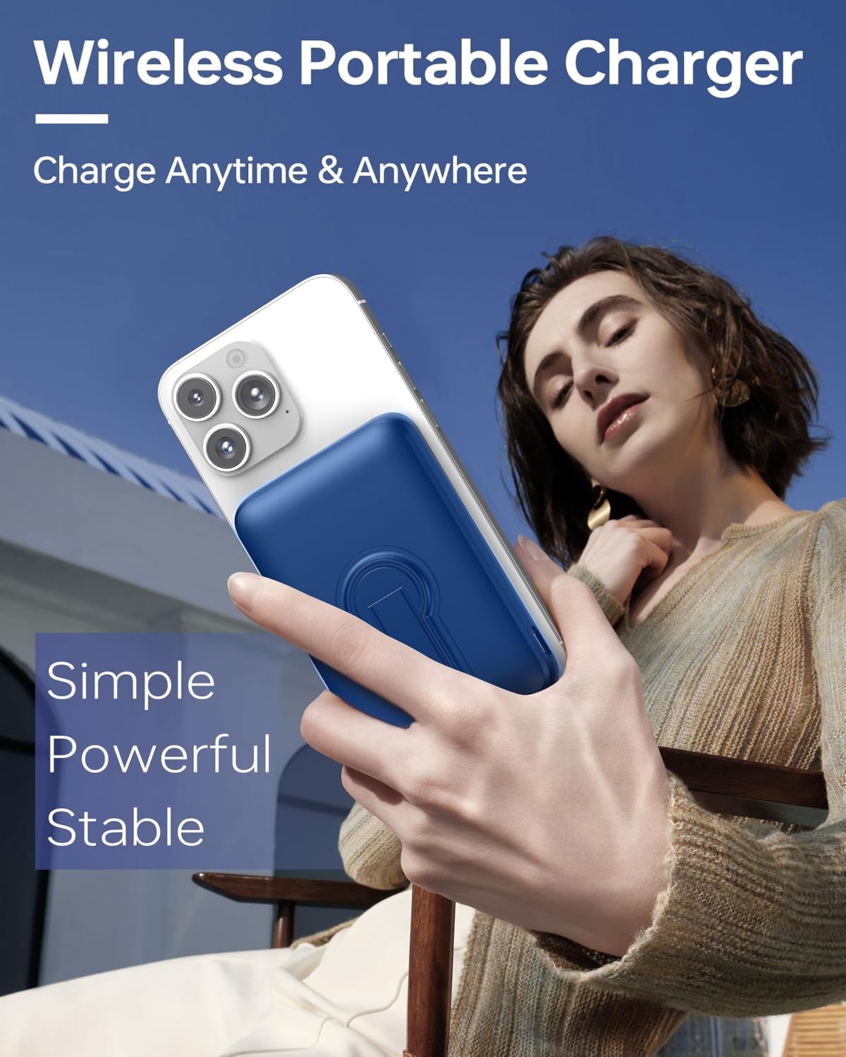 Detalle de Eissix MagSafe Power Bank 12000mAh with 22.5W PD Fast Charge and 360° Stand