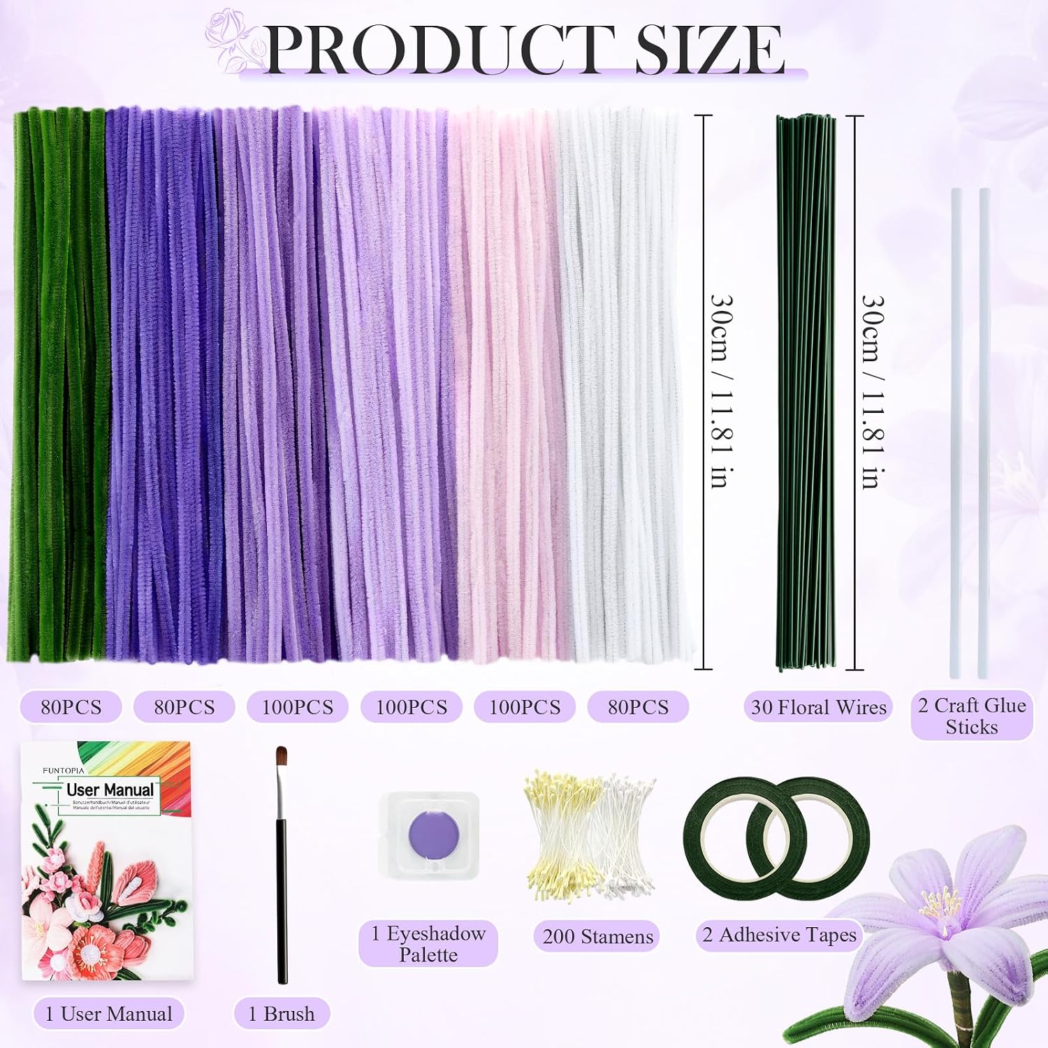 Detalle de Funtopia Pipe Cleaner Flowers: 540-Piece Craft Kit for DIY Bouquets