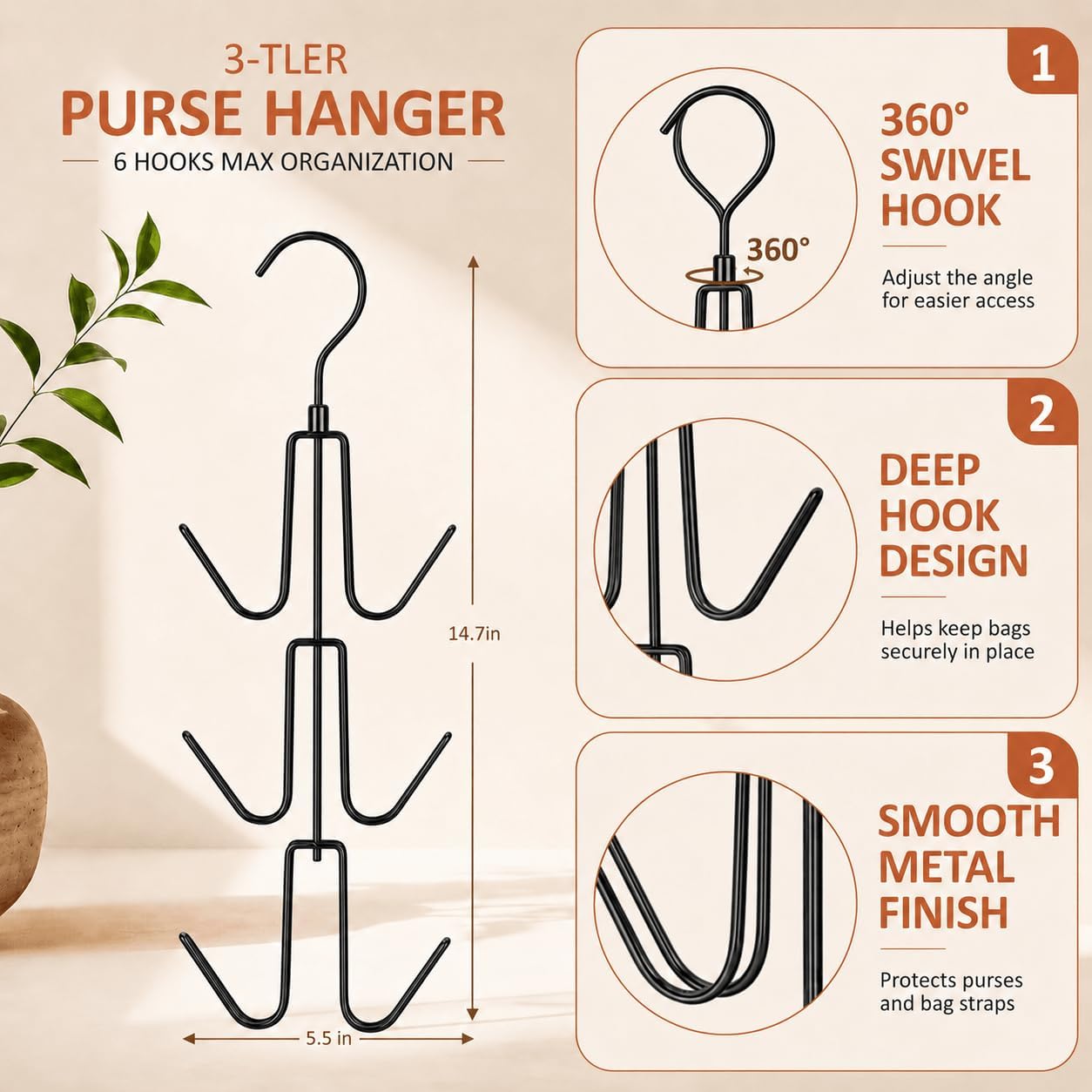 Thumbnail 4 de ZEDODIER Purse Hanger Organizer 4-pack