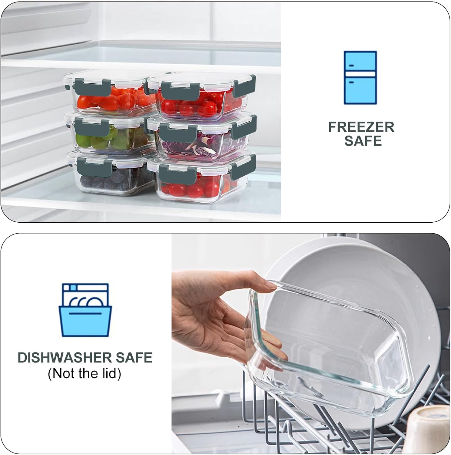 Detalle 2 de KOMUEE 22 oz Glass Meal Prep Containers 🍱