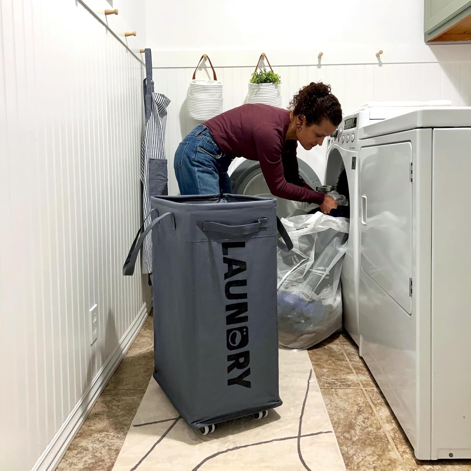 Detalle 2 de Goodpick canvas03ca-wheel75L-greyGoodpick 75 L Rolling Laundry Hamper