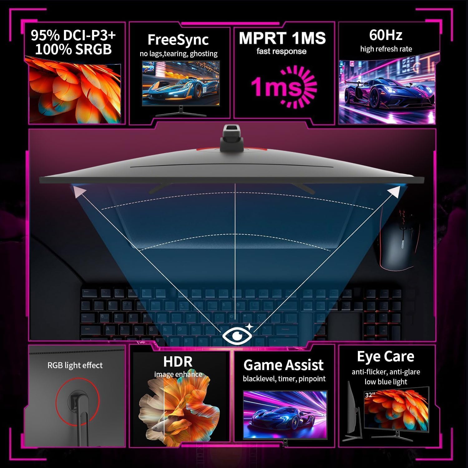 Detalle 2 de 32" 4K UHD IPS Monitor with 60Hz, Ergo VESA: Work-from-Home Essential for MacBook and PS5 Gaming
