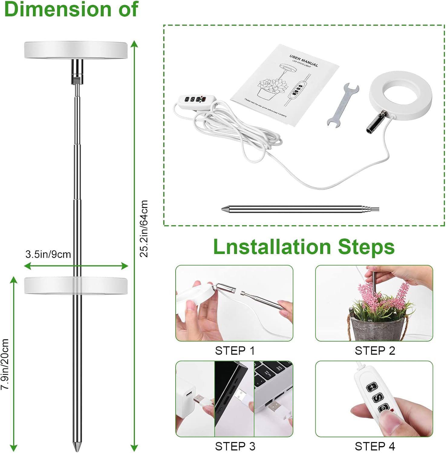 Thumbnail 4 de Ainiv Grow Light 48 LEDs 9-level dimmer