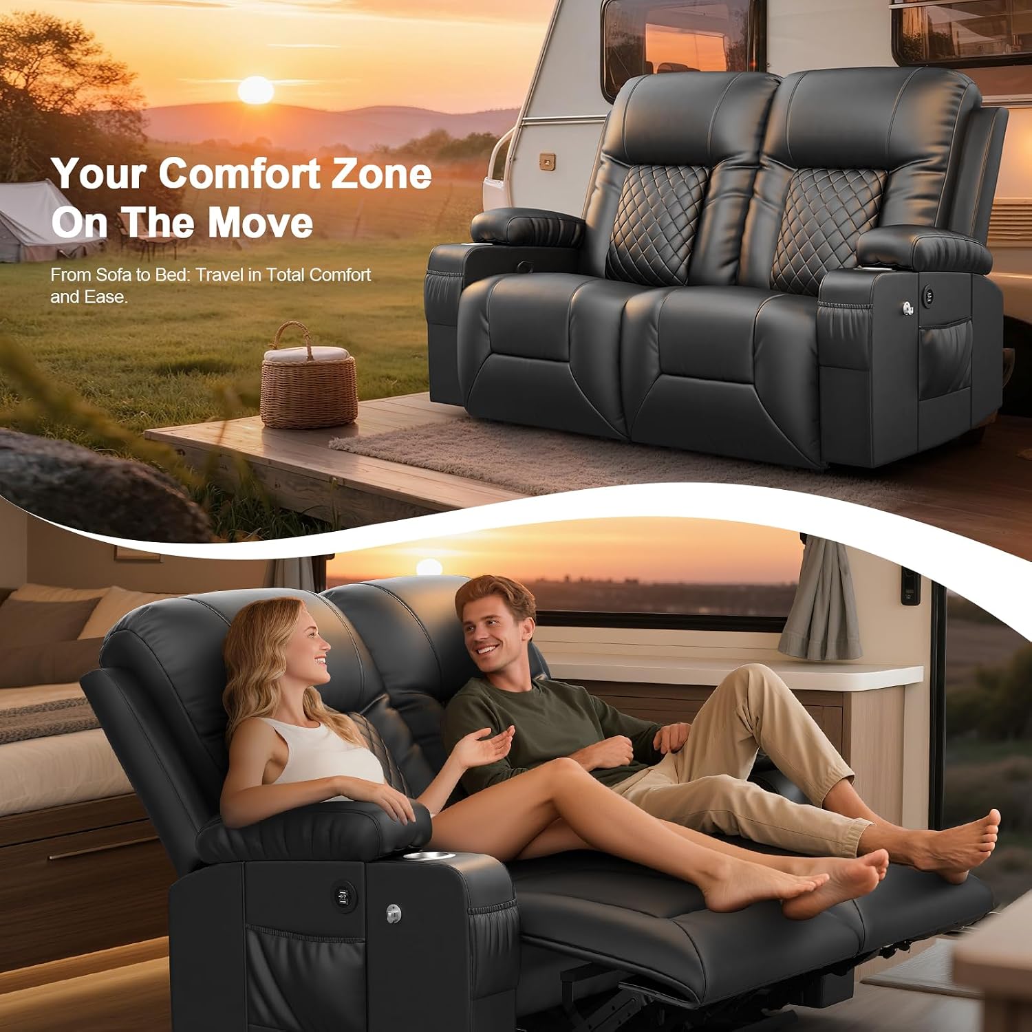 Detalle 2 de MOSGAT RV loveseat recliner in PU leather