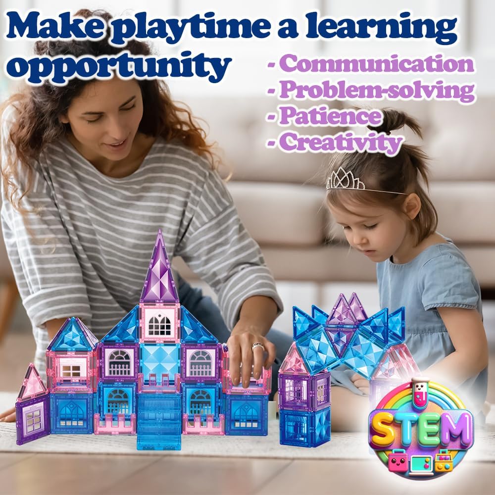 Thumbnail 3 de Little Pi 102pcs Magnetic Tiles Castle 🧩