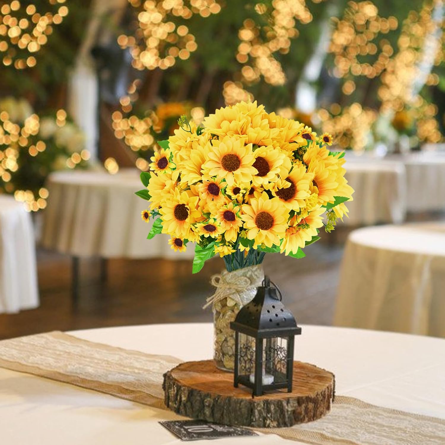 Thumbnail 5 de Luabue 6er Set Kunstblumen Sonnenblumen (32 cm) für Vase & Tischdeko