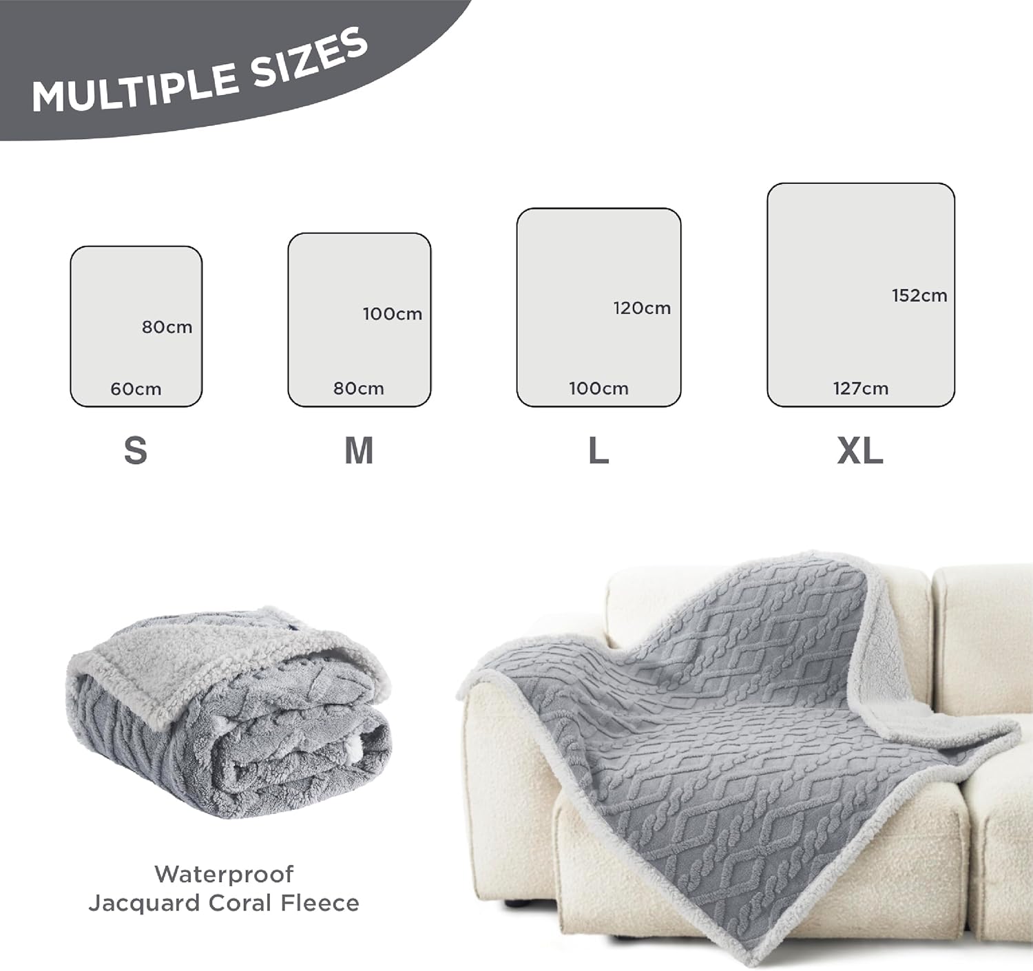 Detalle de LE SURE Washable Dog Blanket Sherpa - 100x120cm Waterproof Blanket for Dogs and Cats