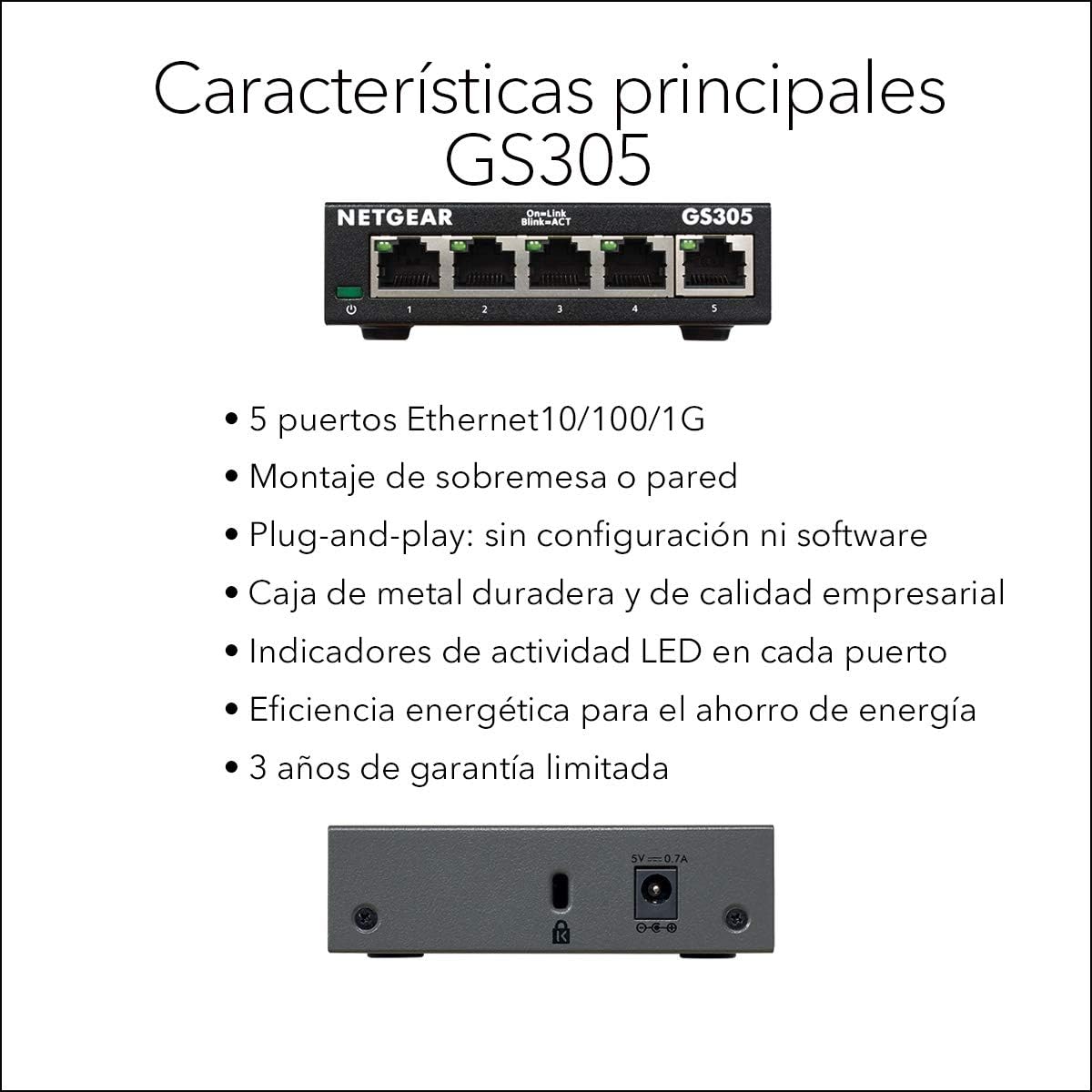 Thumbnail 5 de NETGEAR GS305 Switch 5 puertos