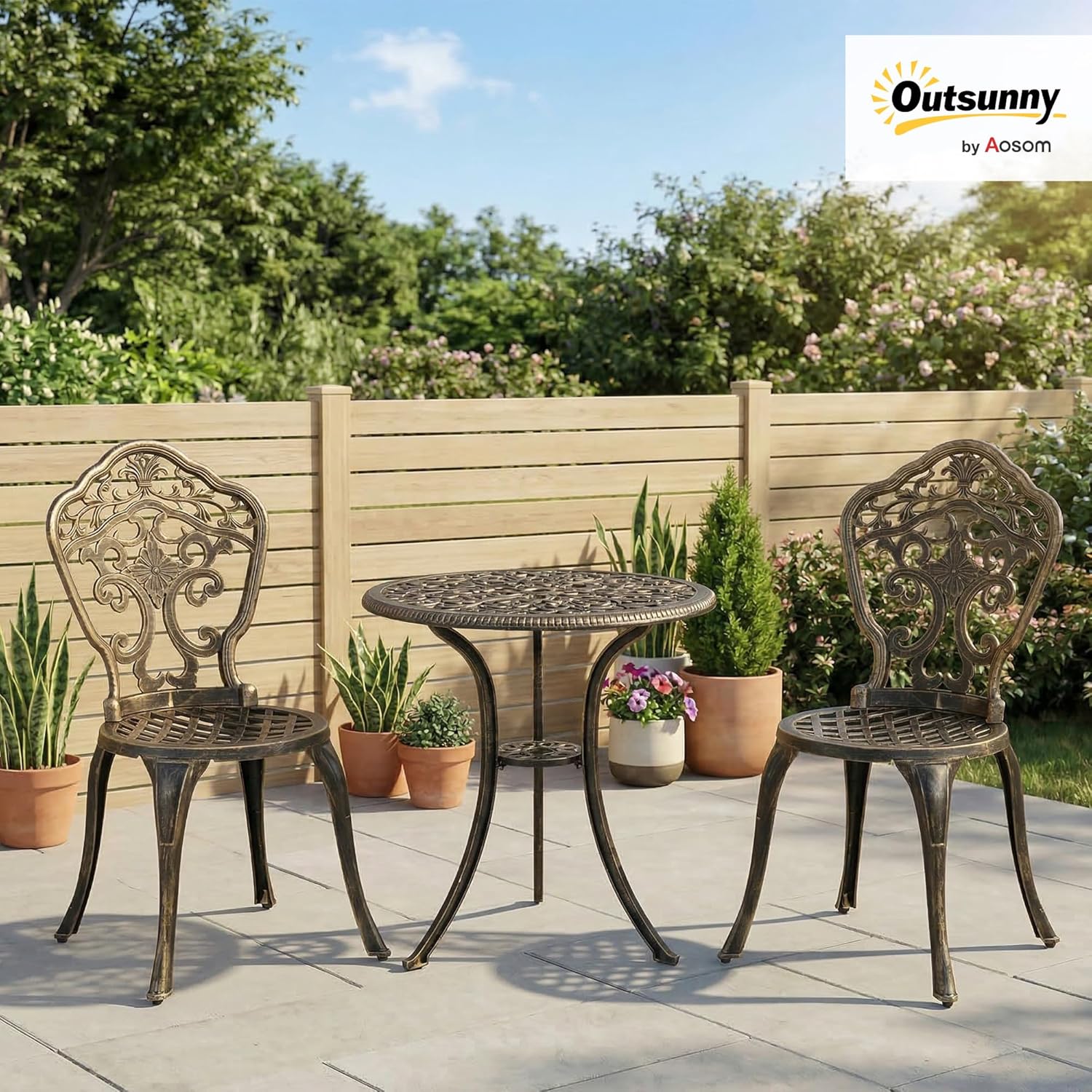 Detalle 2 de Outsunny Ensemble bistrot en aluminium 2 places