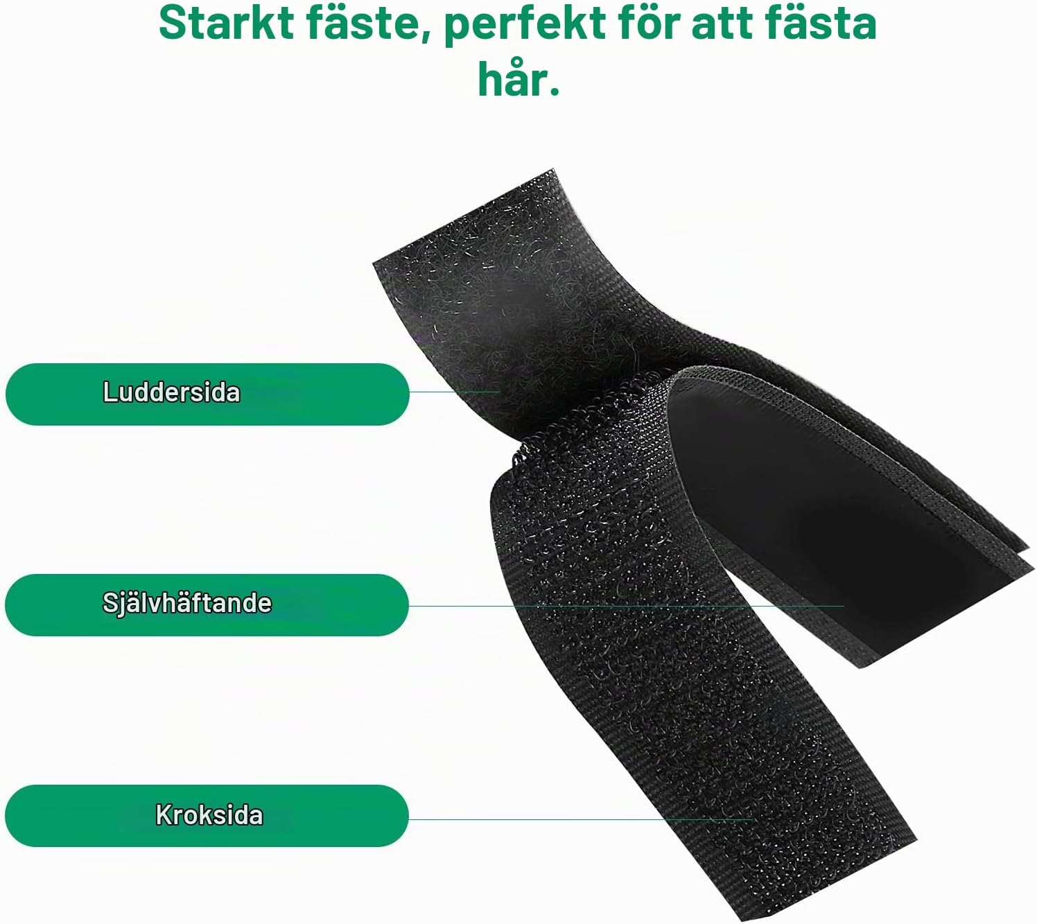 Thumbnail 6 de AIMAX MST-0927 självhäftande kardborreband, 20 mm, svart nylon
