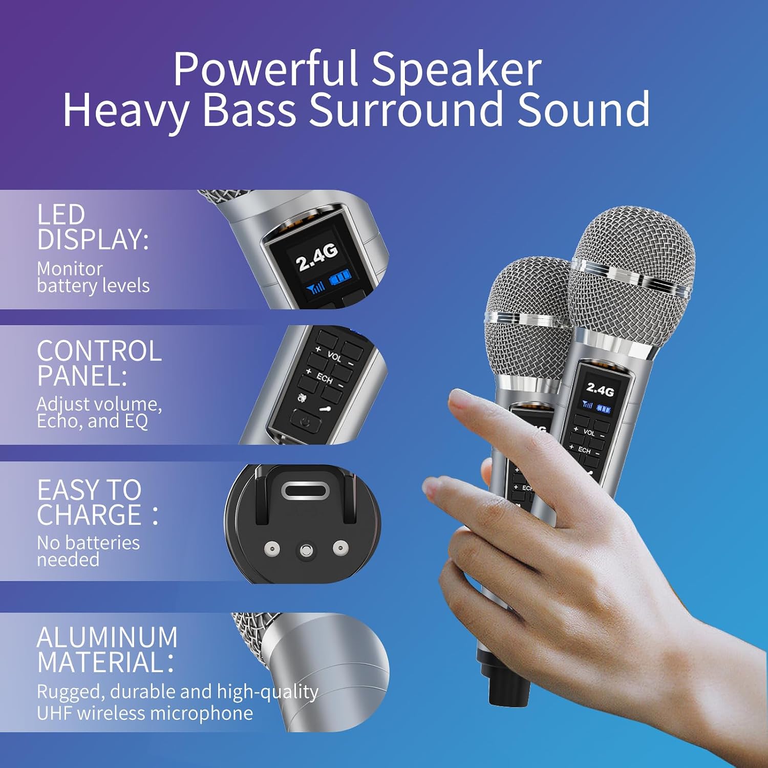 Thumbnail 3 de Karaoke machine with dual UHF microphones