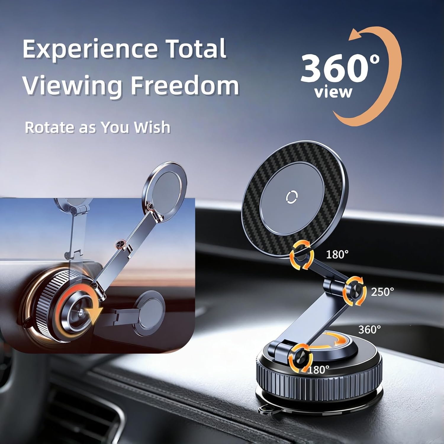 Thumbnail 4 de GEYUTHS Magnetic Car Phone Holder with Suction Cup and 360° Adjustable Arm