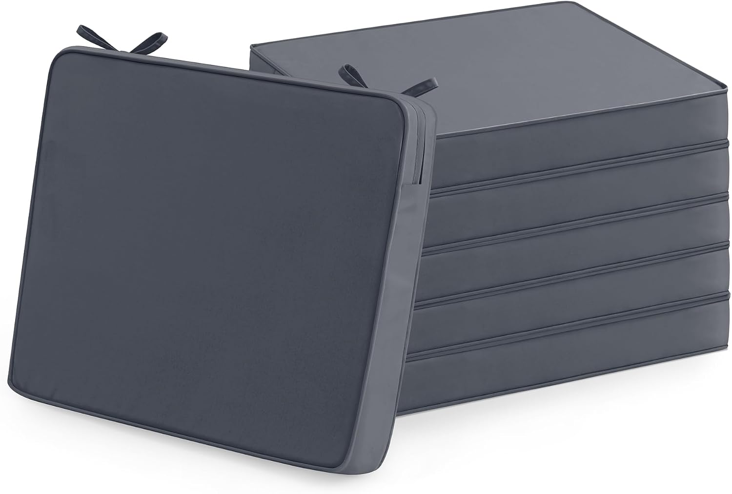 Detalle de Summsun Set of 6 Outdoor Chair Cushions, 18.5 x 16 x 2 Inches, Dark Grey