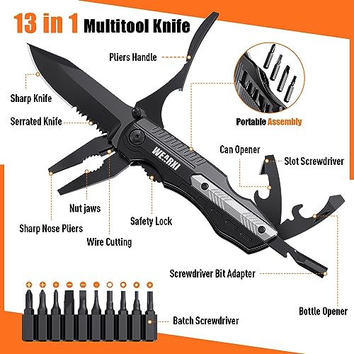 Detalle de WEARXI Cadeau Homme, 13 en 1 Couteau de Survie Pliant Multifonction