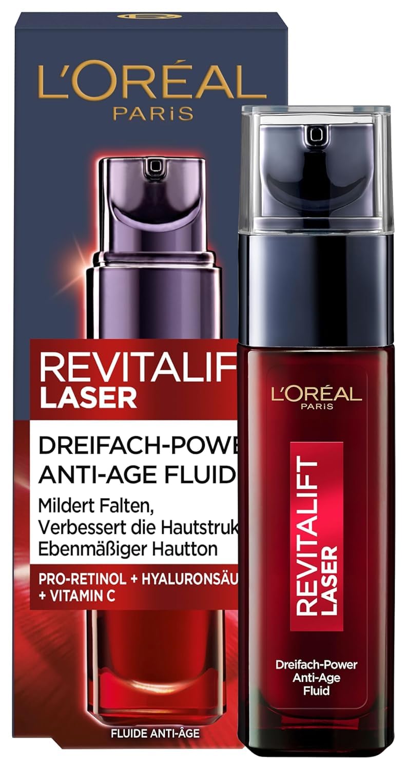 Detalle de L’Oréal Paris Revitalift Laser Anti-Aging Fluid – 30 ml, Faltenreduktion und ebenmäßiger Hautton