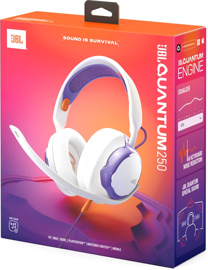 Thumbnail 5 de JBL Quantum 250 Weiß – Gaming Headset mit 50 mm Carbon-Treiber