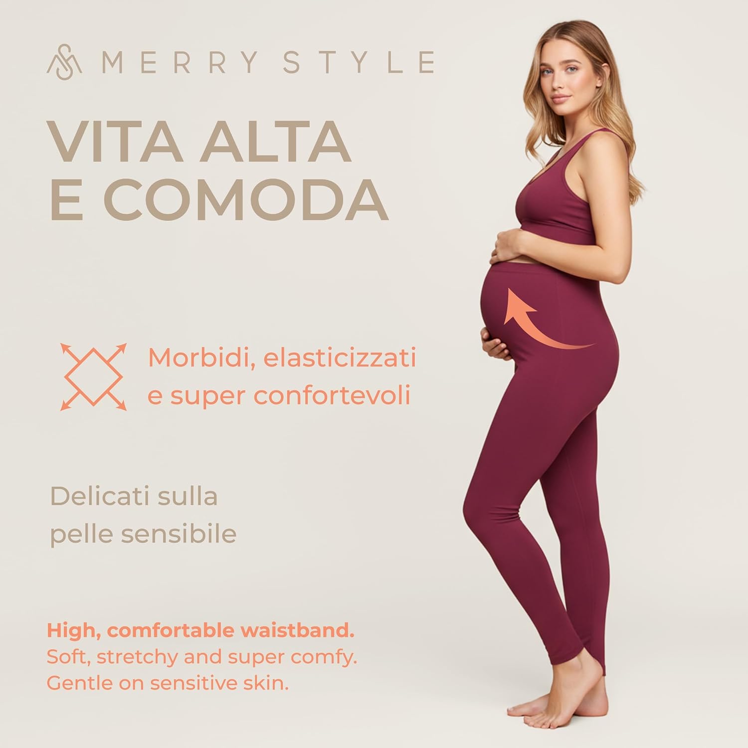 Detalle de Merry Style MS10-297 Leggings premaman lunghi donna