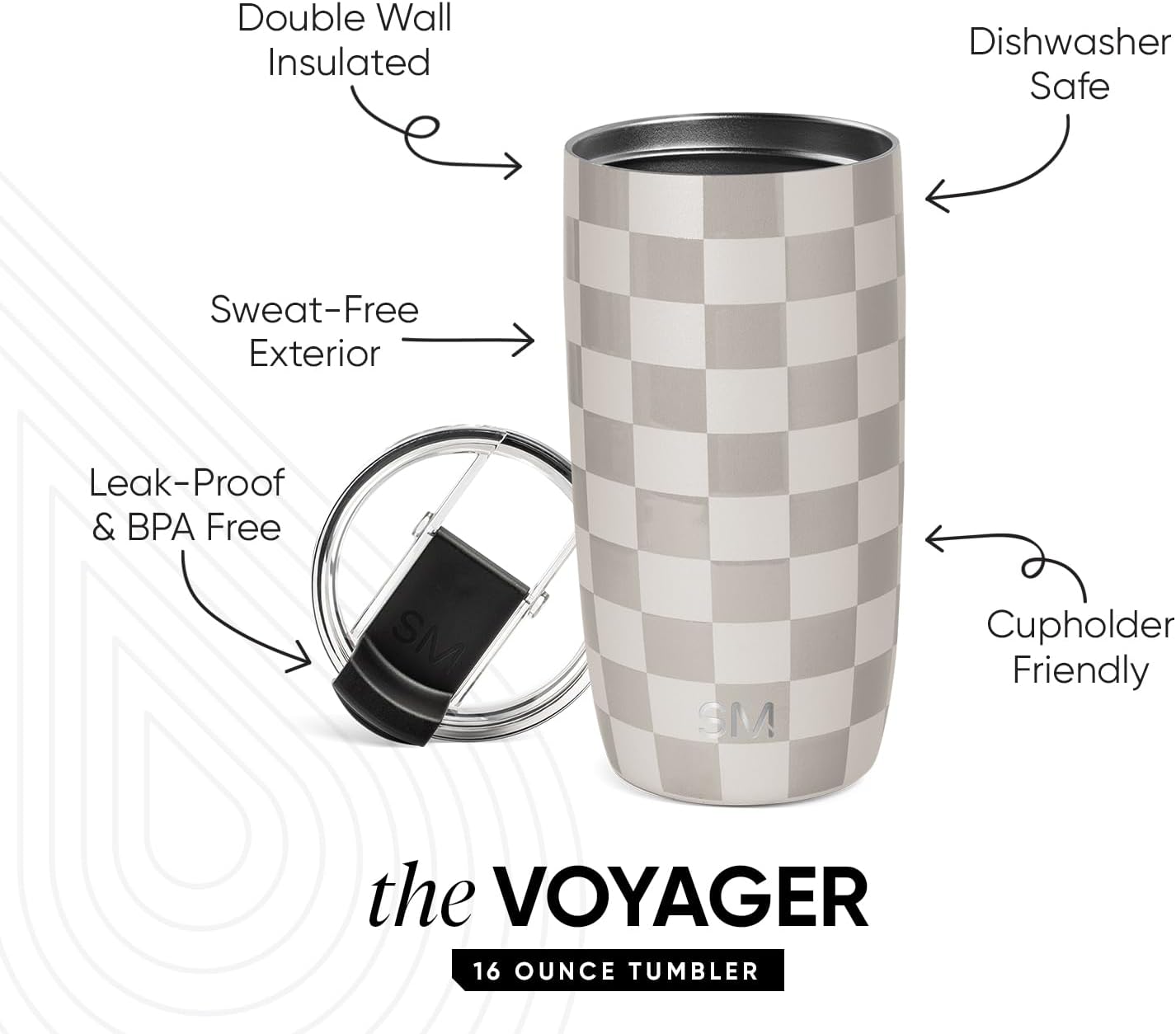 Thumbnail 1 de Simple Modern Voyager 16oz Tumbler with Flip Lid: Insulated Travel Coffee Mug