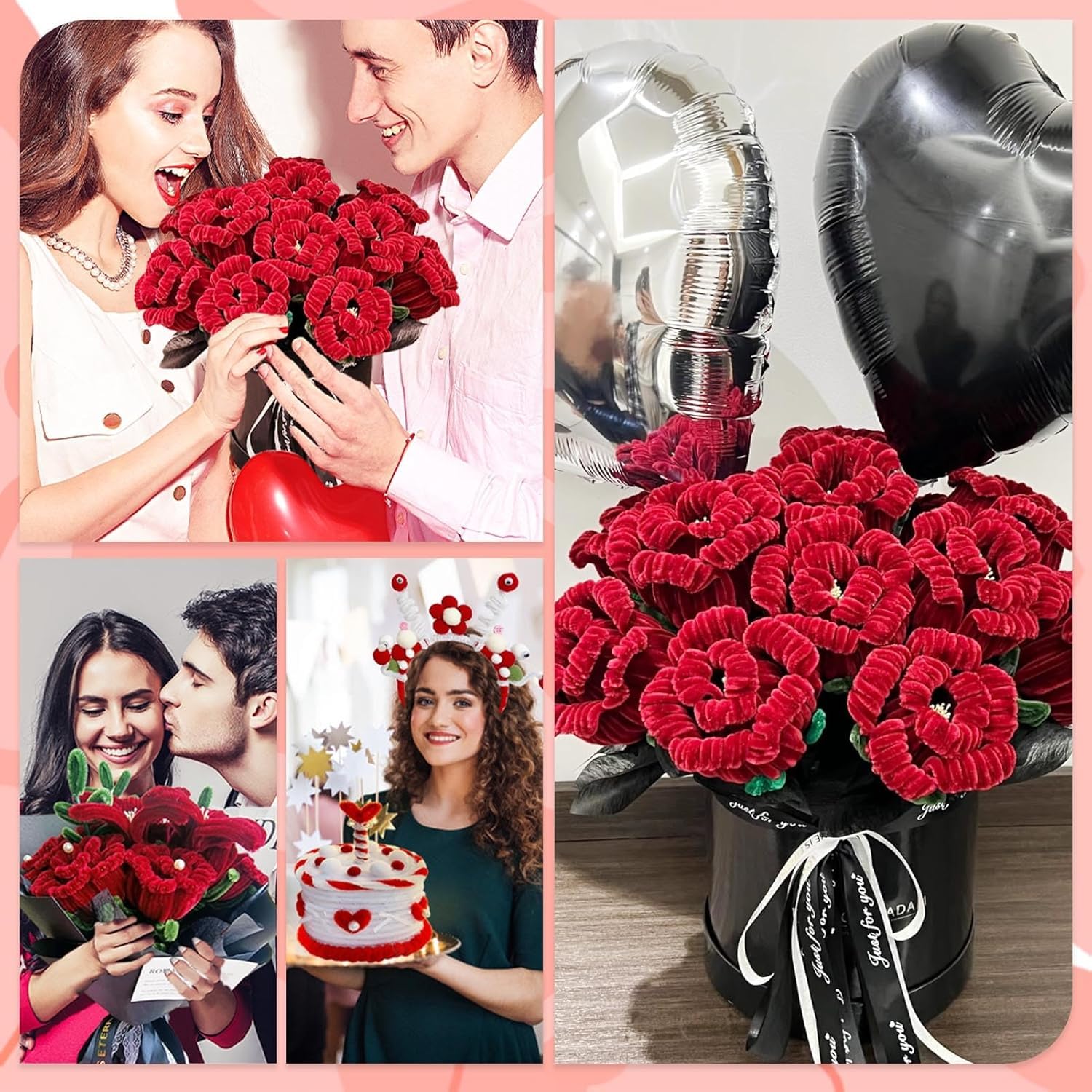 Thumbnail 3 de FINEVERNEK pysselset med piprensare för blombuketter, band och pärlor