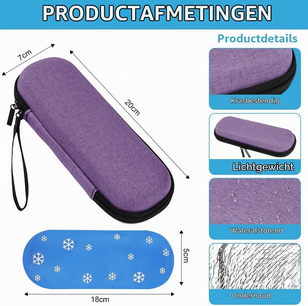 Thumbnail 1 de Fefod insulinetas voor op reis, met 2 koelelementen en karabijnhaak