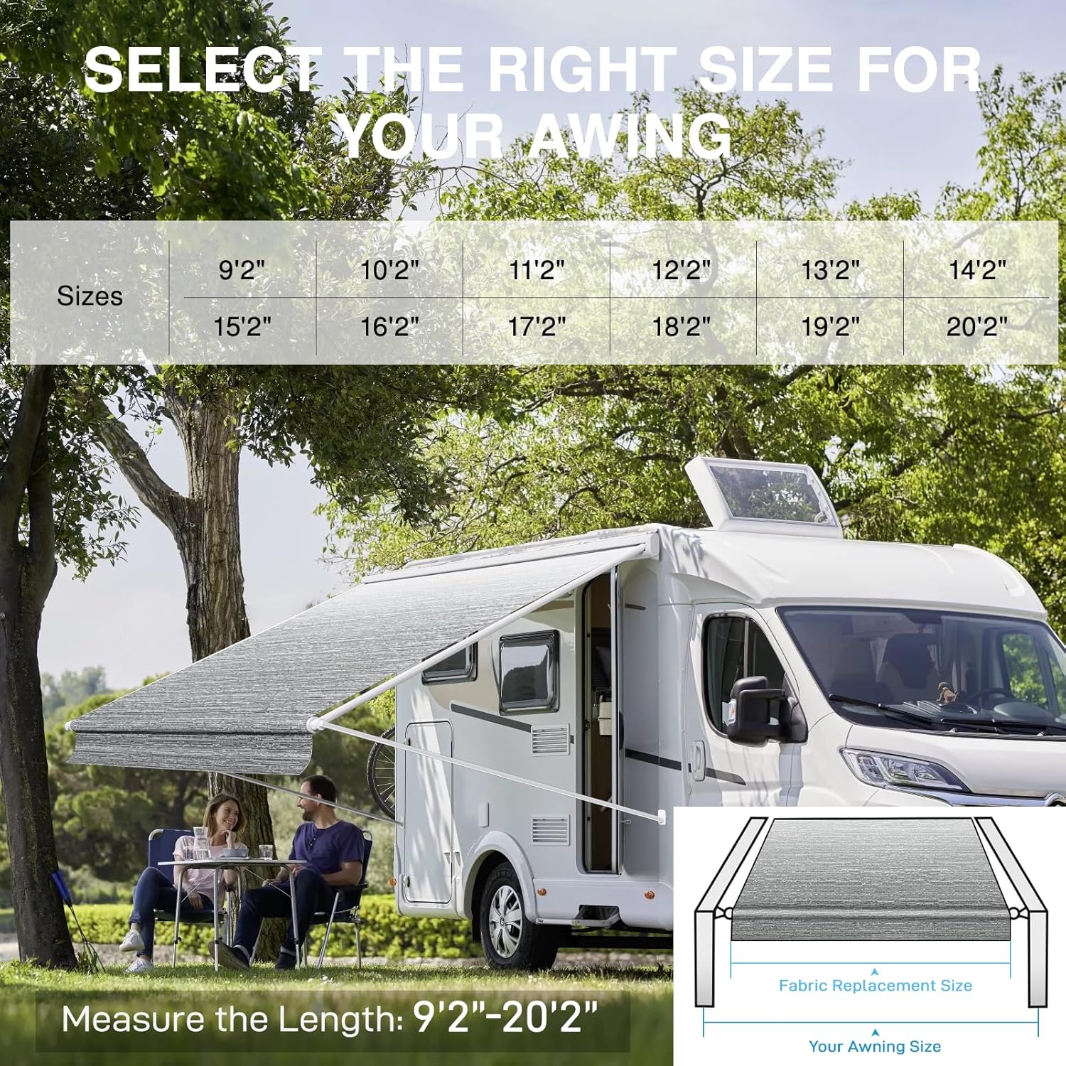 Thumbnail 3 de Glamful Heavy-Duty 21ft RV Awning Replacement Fabric (19.5oz Vinyl, Ombré Gray)