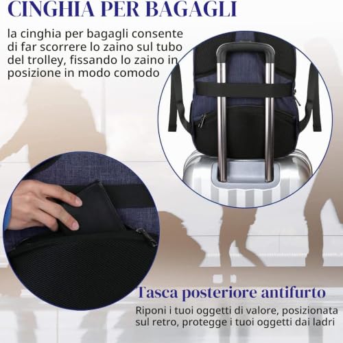 Detalle 1 de MATEIN zaino porta PC da 17,3″, 38 L, apertura TSA e tasca antifurto
