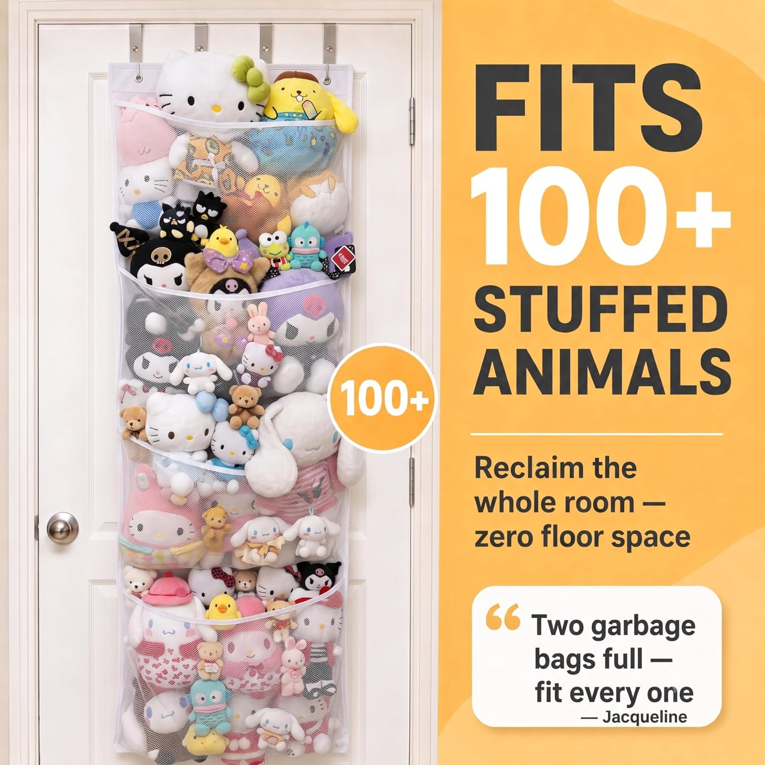 Detalle de Honeyera The Original Stuffed Animal Organizer with Four Mesh Pockets