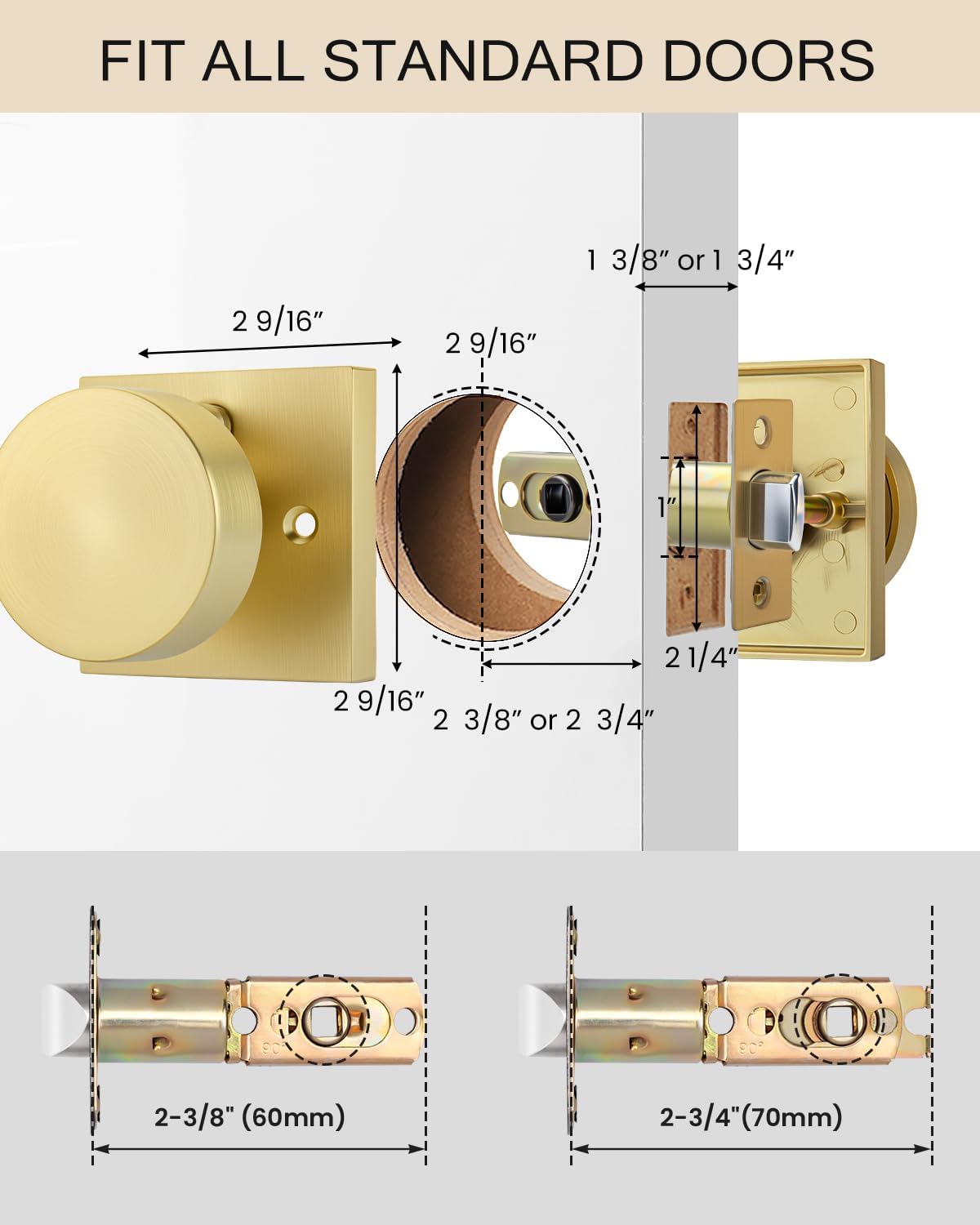 Thumbnail 4 de Haidms Interior Privacy Door Knobs, Zinc Alloy