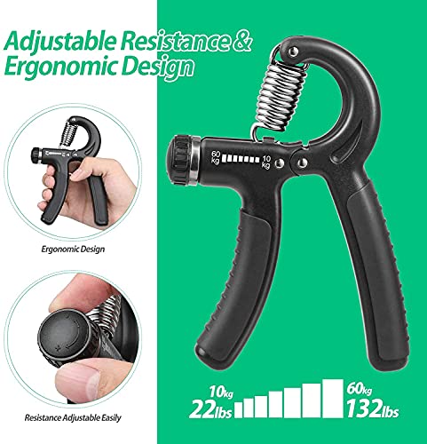 Detalle de NIYIKOW Hand Grip Strengthener: Adjustable 22–132 Lbs, 10–60kg – Silver/Black