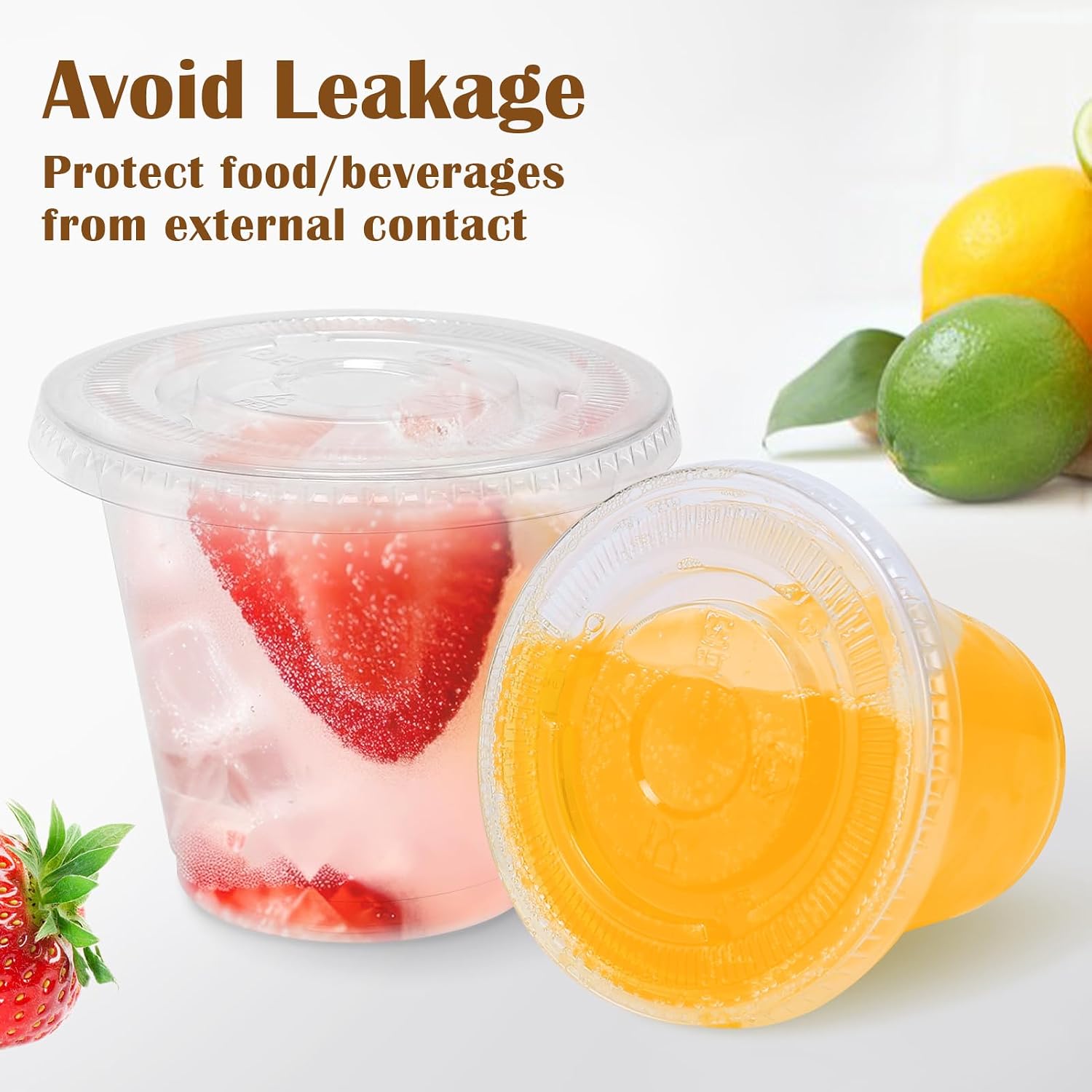 Thumbnail 2 de BYSNOW 9 oz Clear Plastic Cups with Flat Lids (100 Pack) — Leak-Proof, Stackable Dessert Cups