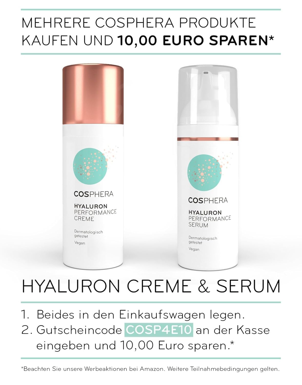 Detalle de Cosphera Hyaluron Serum hochdosiert 50 ml (vegan) – für Gesicht, Augen, Hals & Décolleté, auch für Microneedling