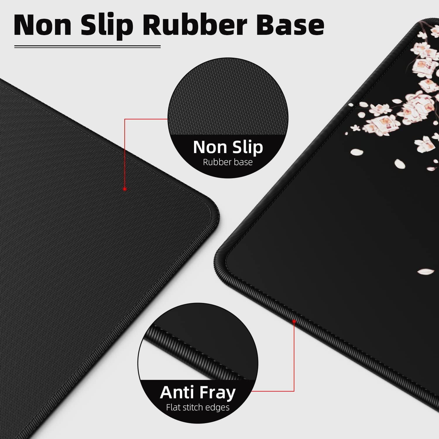 Detalle de EFISH Black Japanese Plum Blossoms Extended Large Mouse Pad (31.5 x 11.8 x 0.12 inches)