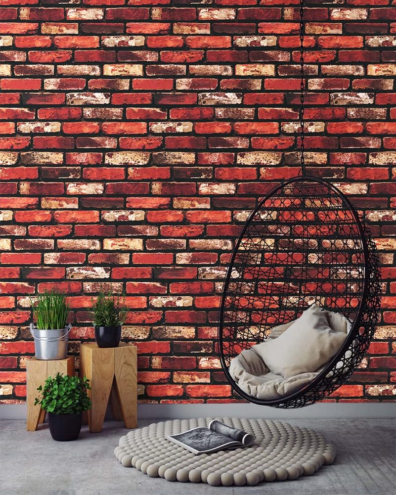 Detalle 1 de Peel-and-stick brick wallpaper, PVC vinyl