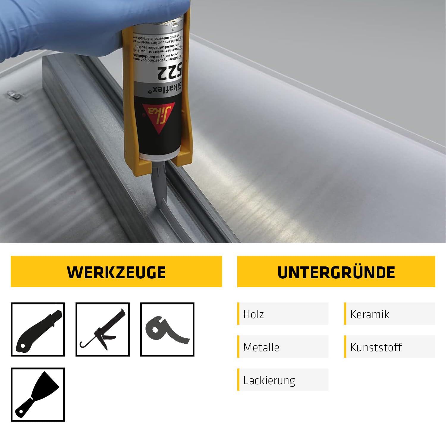Thumbnail 4 de Sikaflex-522 schwarz – Dichtstoff für Innen & Außen, UV-stabil, schimmelresistent, elastisch (300 ml)