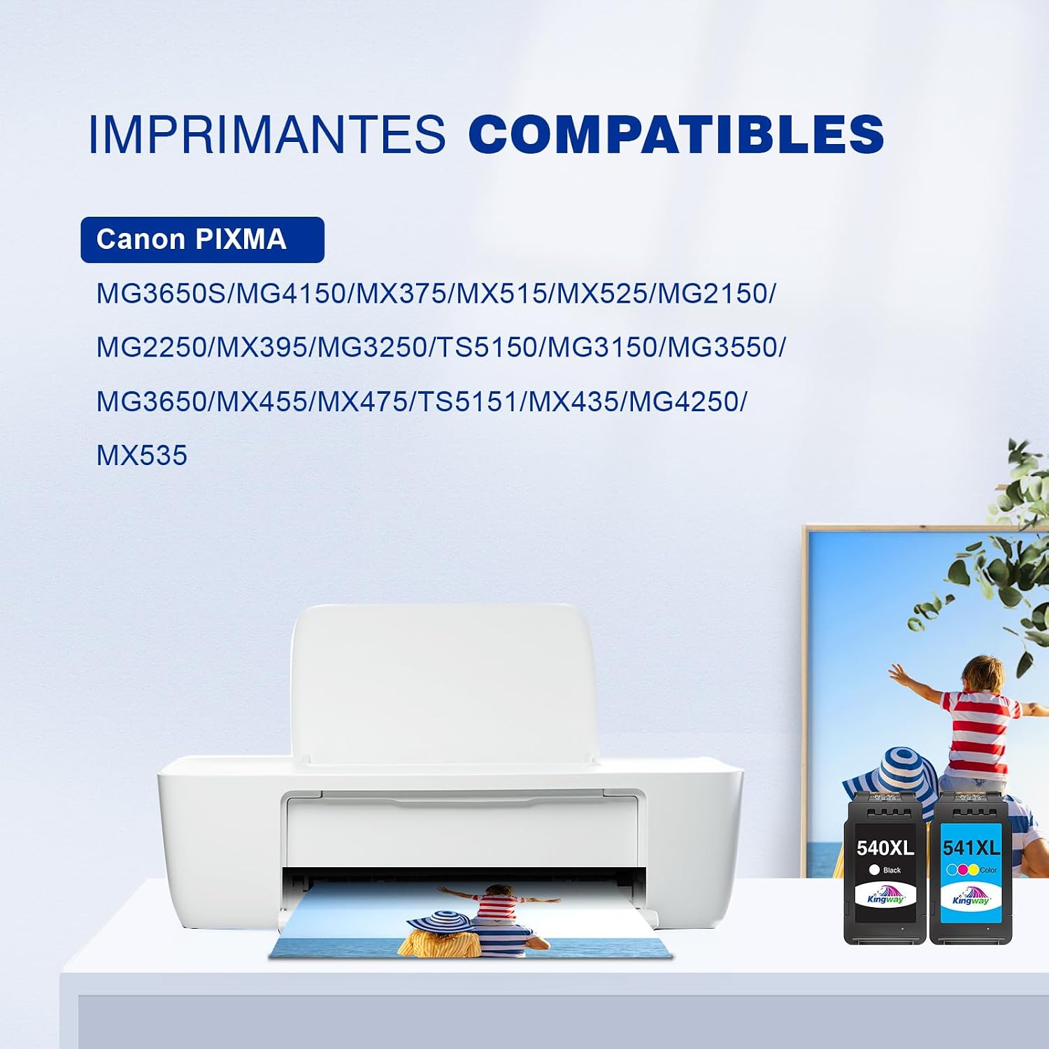 Thumbnail 1 de KINGWAY 540XL 541XL Cartouches d'encre compatibles (PG-540XL CL-541XL) pour Canon TS5150 et autres