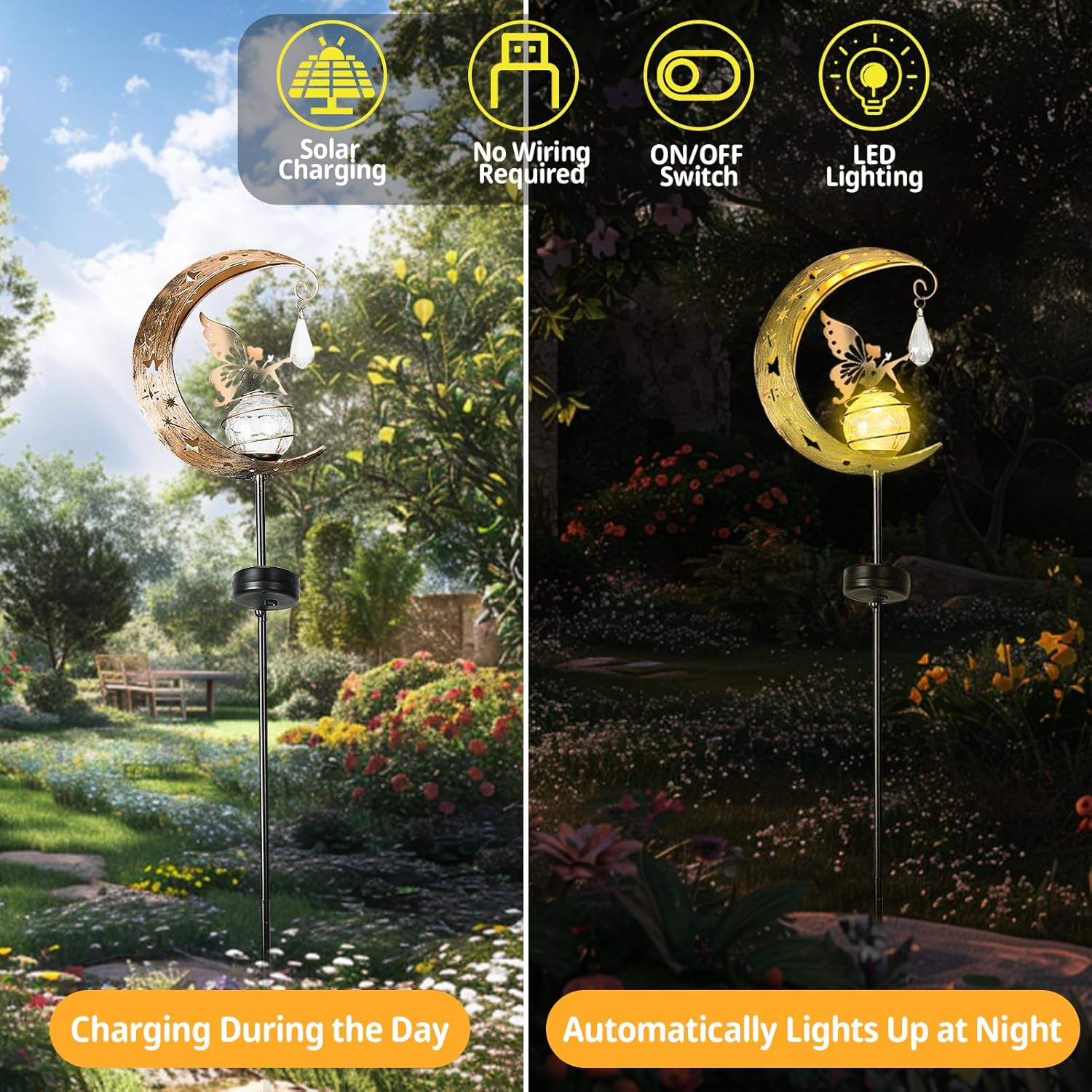 Thumbnail 3 de LOVERUIS Solar Garden Fairy Moon Lamp 7.5in