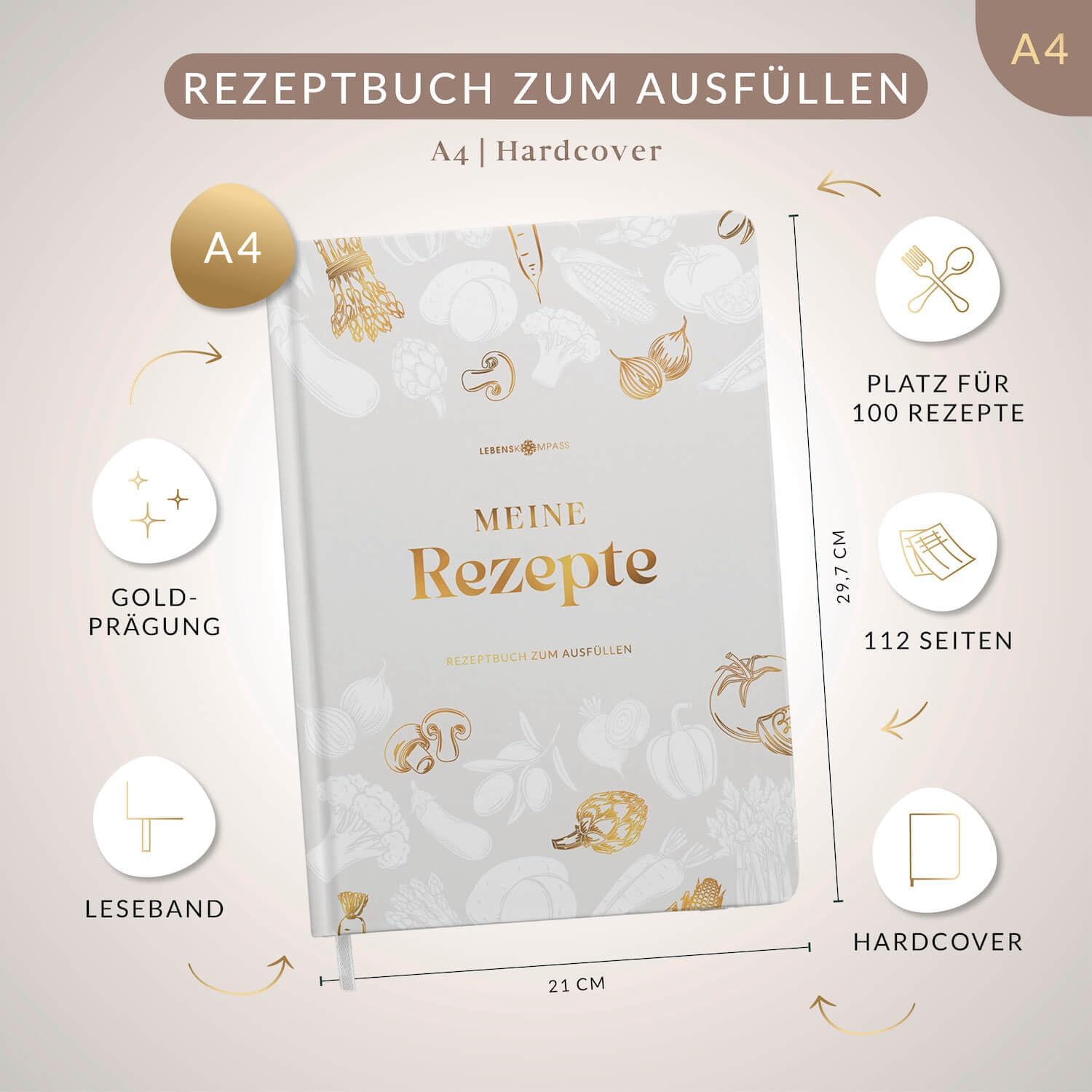 Detalle 2 de Lebenskompass Rezeptbuch A4